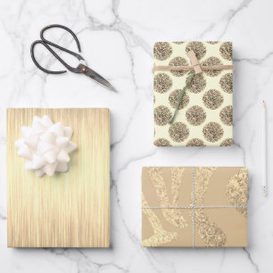Elegant Gold Glitter Wrapping Paper Sheet