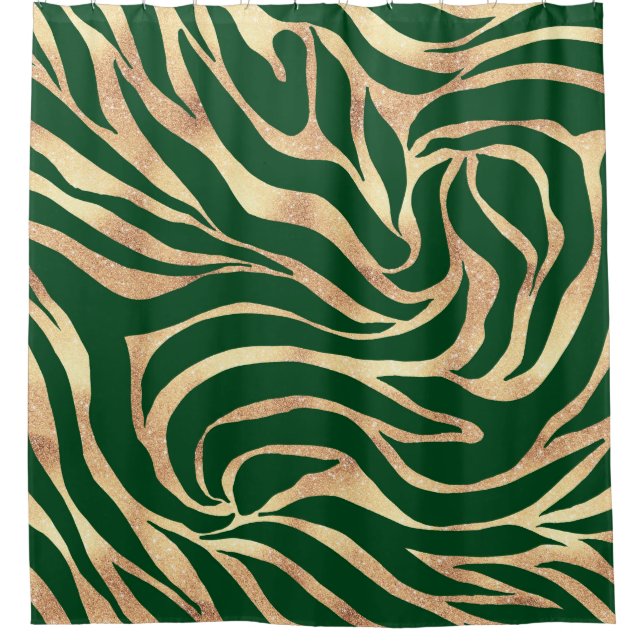 Elegant Gold Glitter Zebra Green Animal Print (Front)
