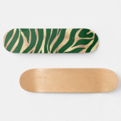 Elegant Gold Glitter Zebra Green Animal Print Skateboard (Horz)
