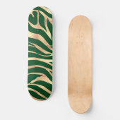 Elegant Gold Glitter Zebra Green Animal Print Skateboard (Front)