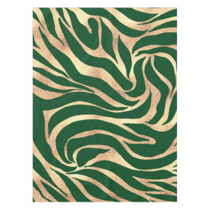 Elegant Gold Glitter Zebra Green Animal Print Tablecloth