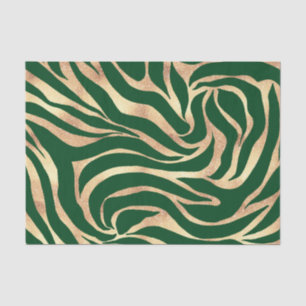 Elegant Gold Glitter Zebra Green Animal Print Tissue Paper