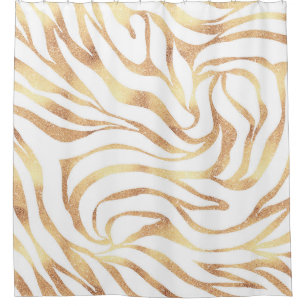 Elegant Gold Glitter Zebra White Animal Print