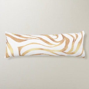 Elegant Gold Glitter Zebra White Animal Print Body Pillow