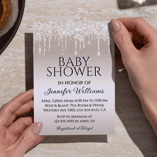 elegant gold glitters gender neutral baby shower invitation (Creator Uploaded)