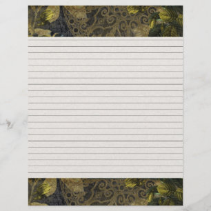 Elegant Gold Gothic Night Lined Recipe Page Insert
