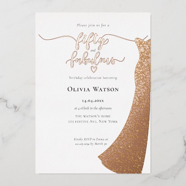 Elegant Gold Gown 50 and fabulous birthday (Front)