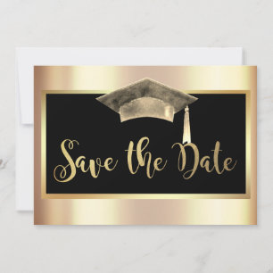 Elegant Gold Grad Cap Tassel Save The Date