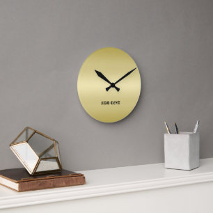 Elegant Gold gradient Monogram Personalized name Round Clock