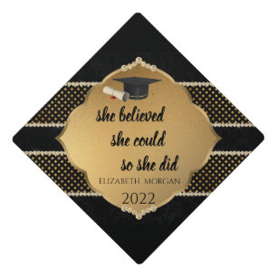 Elegant Gold , Graduate Cap - Motivational Message
