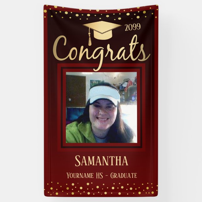 Elegant Gold Graduation Class of 2022 Photo Banner (Vertical)