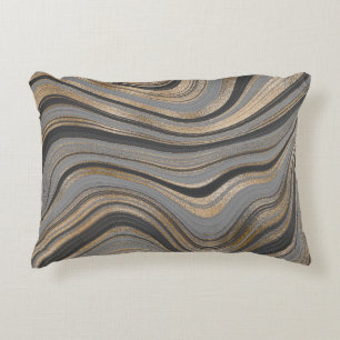 Elegant gold gray abstract accent pillow