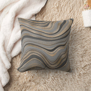 Elegant gold gray abstract throw pillow