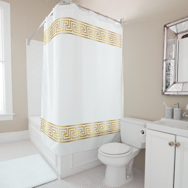 Elegant gold greek pattern Shower Curtain (In Situ)