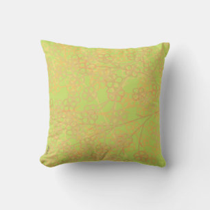 Elegant Gold Green Abstract Floral Pattern Throw Pillow