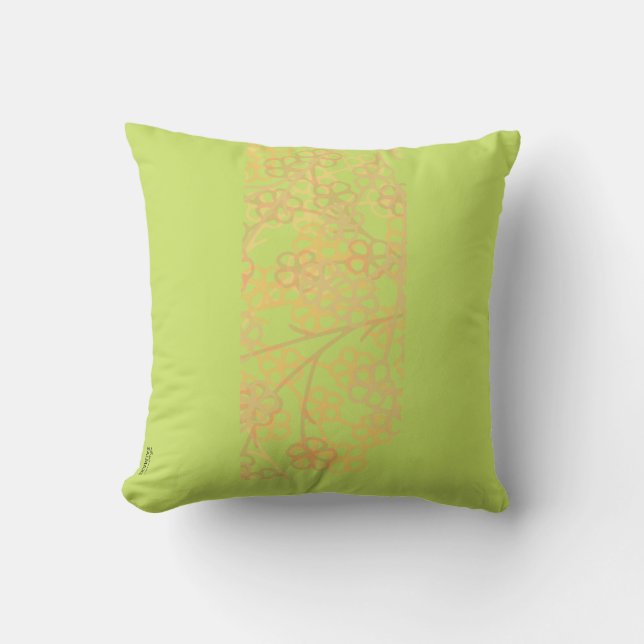 Elegant Gold Green Abstract Floral Pattern Throw Pillow (Front)