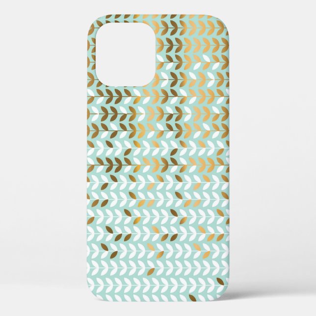 Elegant Gold Green Leaf Pattern Case-Mate iPhone Case (Back)