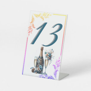 Elegant Gold Greenery Botanical Wedding Table Numb Pedestal Sign