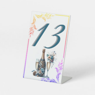 Elegant Gold Greenery Botanical Wedding Table Numb Pedestal Sign