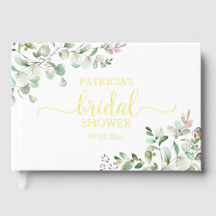 Elegant Gold Greenery Bridal Shower  Guest Book