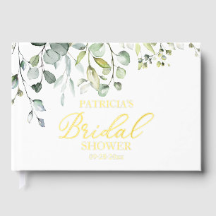 Elegant Gold Greenery Bridal Shower Guest Book