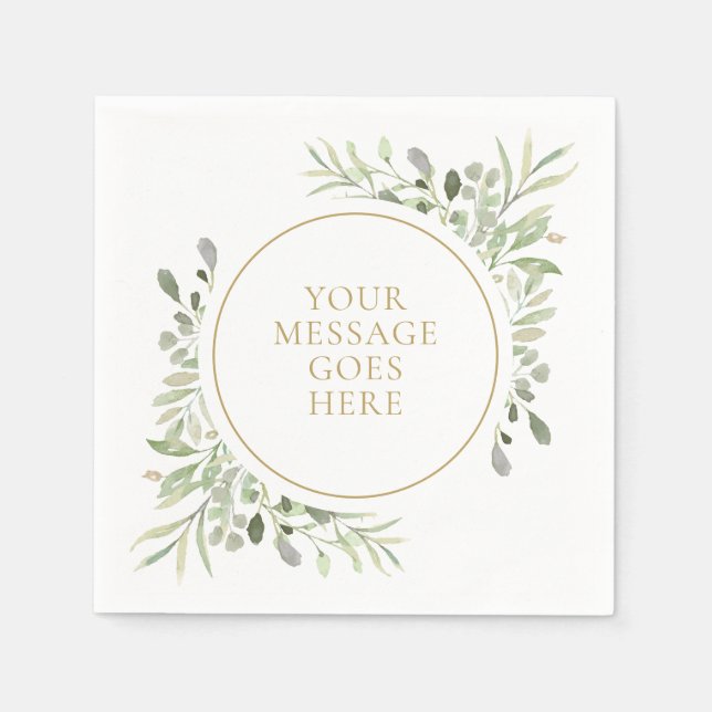 Elegant Gold Greenery Eucalyptus Foliage Napkin (Front)