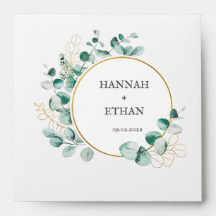 Elegant Gold Greenery Eucalyptus Personalized Envelope