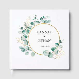 Elegant Gold Greenery Eucalyptus Personalized Guest Book