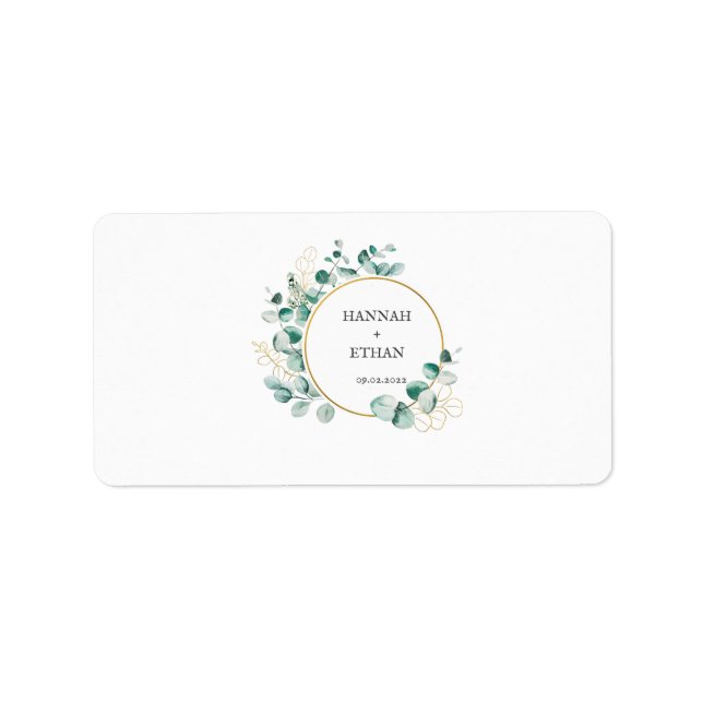 Elegant Gold Greenery Eucalyptus Personalized   Label (Front)