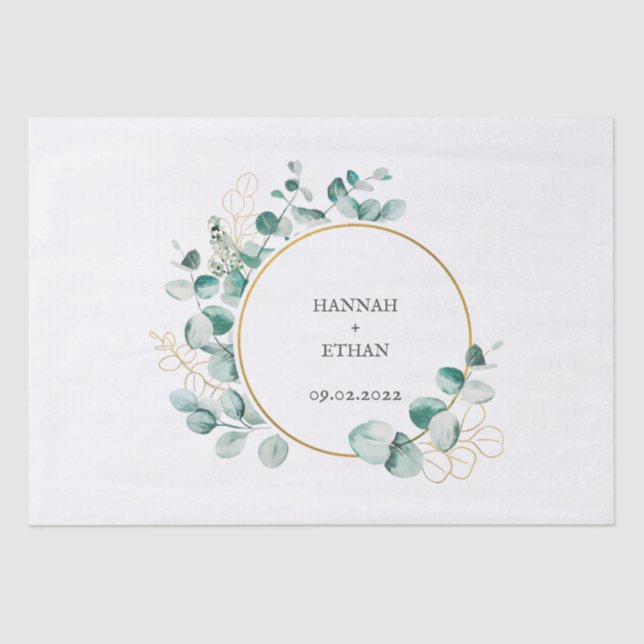 Elegant Gold Greenery Eucalyptus Personalized   Tissue Paper (Front)