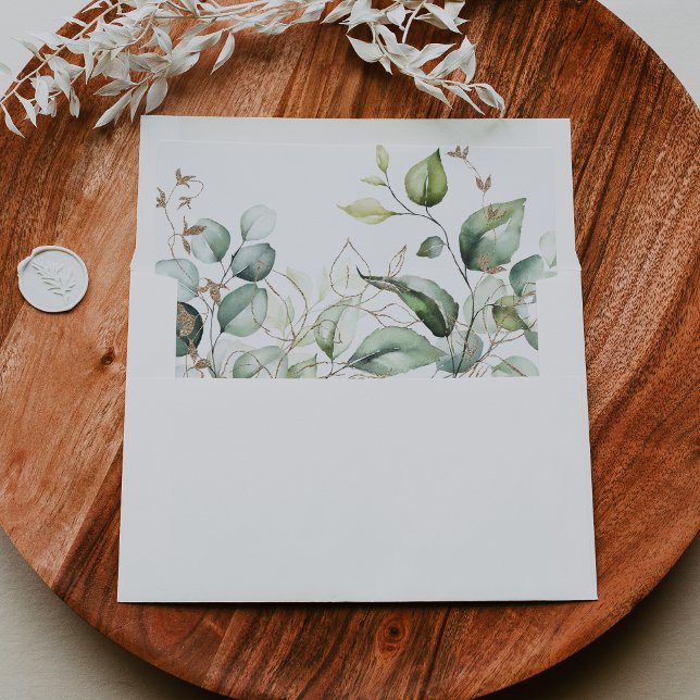 Elegant Gold Greenery  Self-Addressed RSVP Envelope (Creator Uploaded)