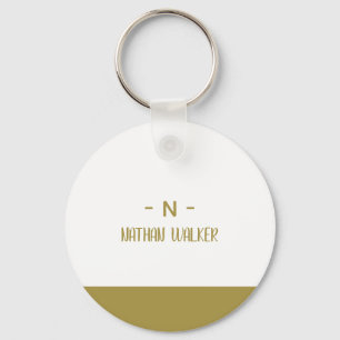 Elegant Gold & Grey Monogram I Minimalist Elegant  Keychain