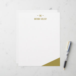 Elegant Gold & Grey Monogram I Minimalist Elegant Letterhead
