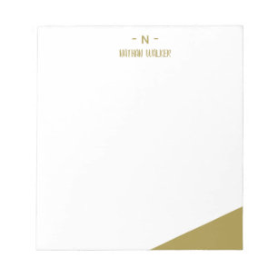 Elegant Gold & Grey Monogram I Minimalist Elegant Notepad