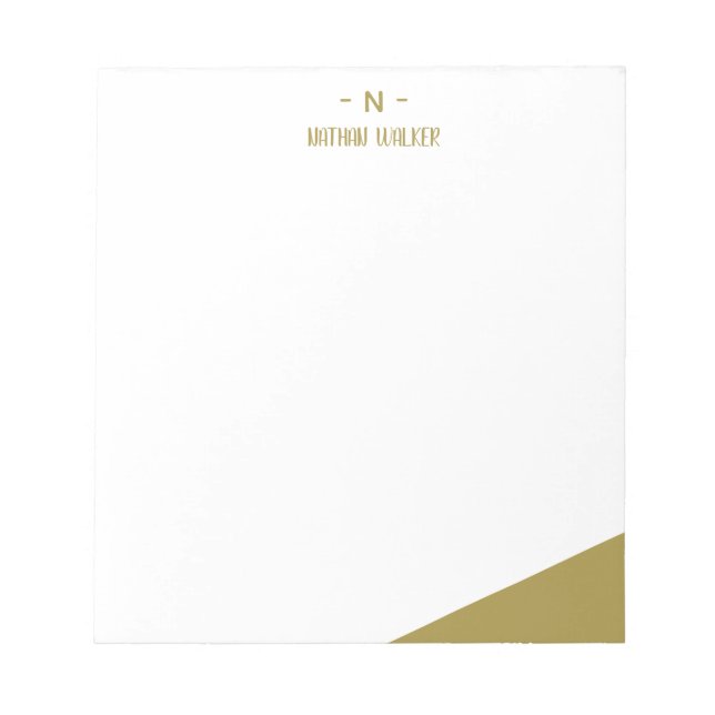 Elegant Gold & Grey Monogram I Minimalist Elegant  Notepad (Front)
