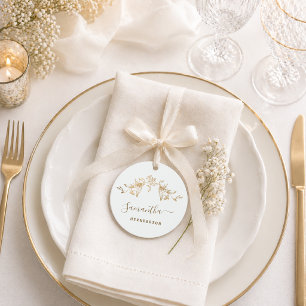 Elegant Gold Guest Name Wedding Seating Keepsake Metal Ornament