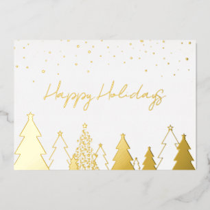 Elegant Gold Happy Holidays Company Foil Card