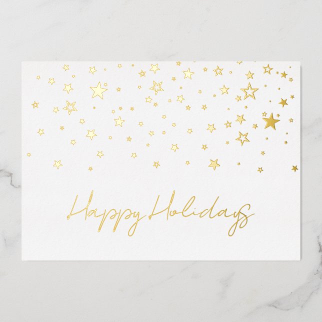 Elegant Gold Happy Holidays Company Foil Card (Front)