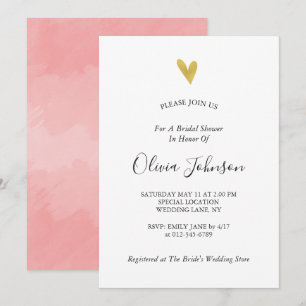 Elegant Gold Heart Bridal Shower Invitation