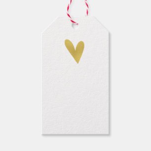 Elegant Gold Heart Custom Gift Tags   White
