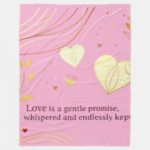 Elegant Gold Heart Love Art Fleece Blanket