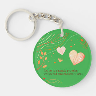Elegant Gold Heart Love Art  Keychain