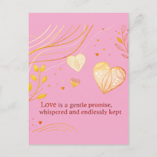 Elegant Gold Heart Love Art Postcard