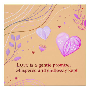 Elegant Gold Heart Love Art Poster