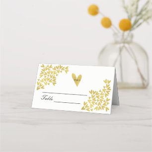 Elegant Gold Heart Pattern   Wedding Place Cards