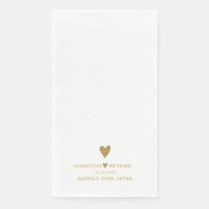  Elegant Gold Heart Wedding Happily Ever After Napkin