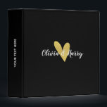 Elegant Gold Heart | Wedding Photo Album Binder<br><div class="desc">Personalize this elegant gold faux foil heart wedding photo album. A beautiful simple design on a classic black background. Easily add your custom details.</div>