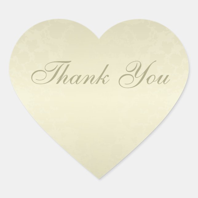 Elegant Gold Heart Wedding Thank You Heart Sticker (Front)