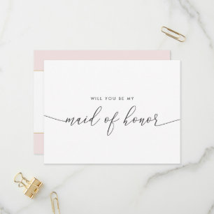 Elegant Gold Heart Will You Be My Maid of Honour Invitation Postcard