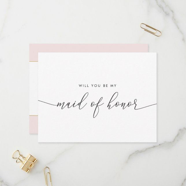 Elegant Gold Heart Will You Be My Maid of Honour Invitation Postcard (Front/Back In Situ)